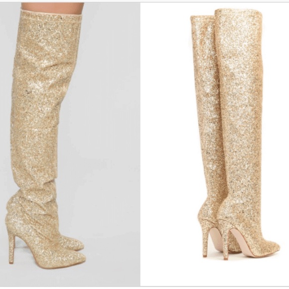 gold knee boots